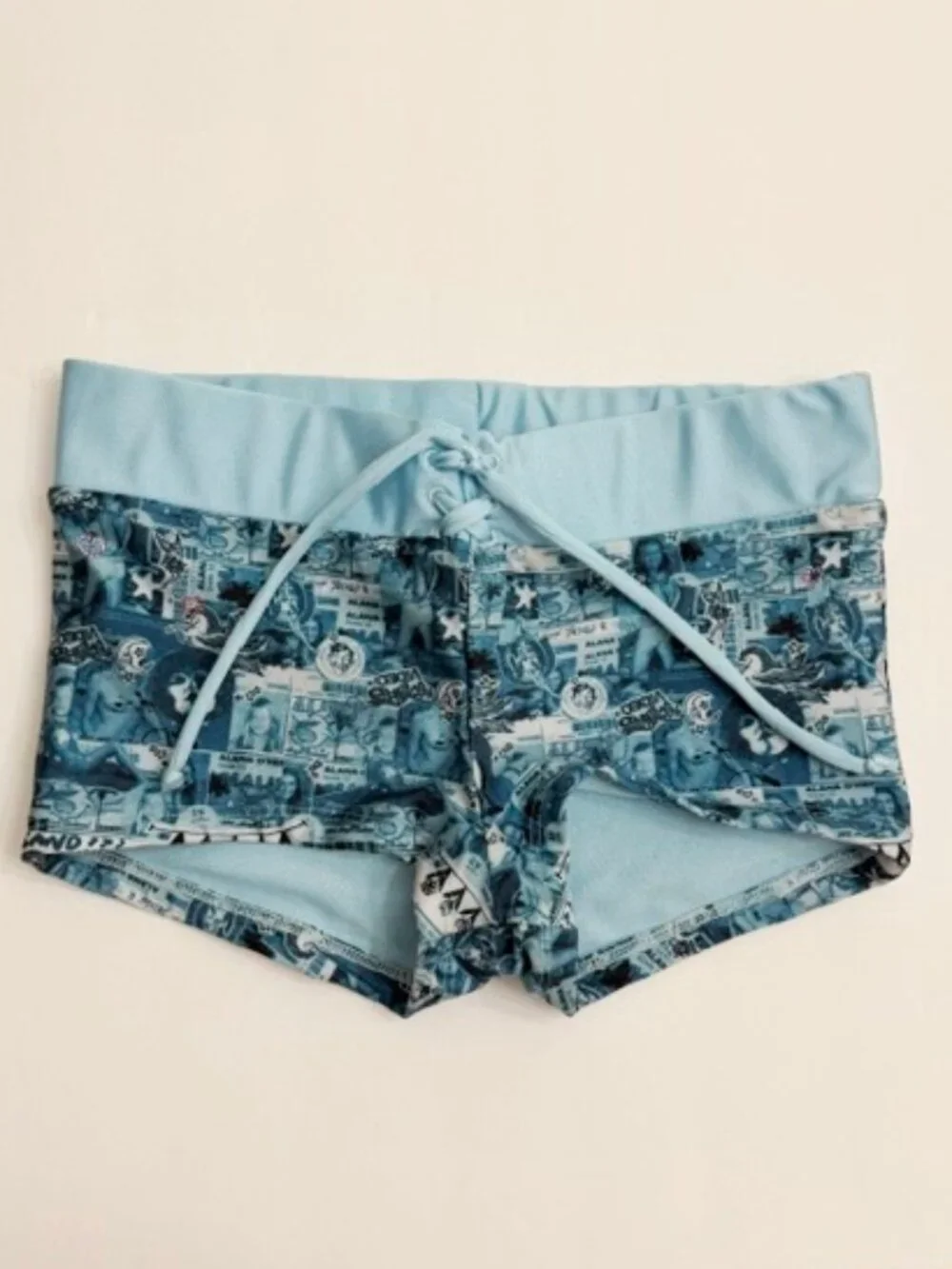 Frankies Bikinis Gidget Shine Full Coverage Bikini Bottom in Alana Blue Size M